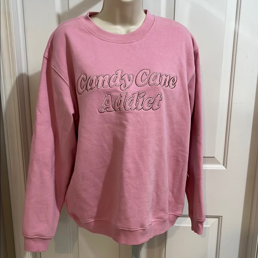 Holiday/Christmas Pink Candy Cane Addict Crewneck